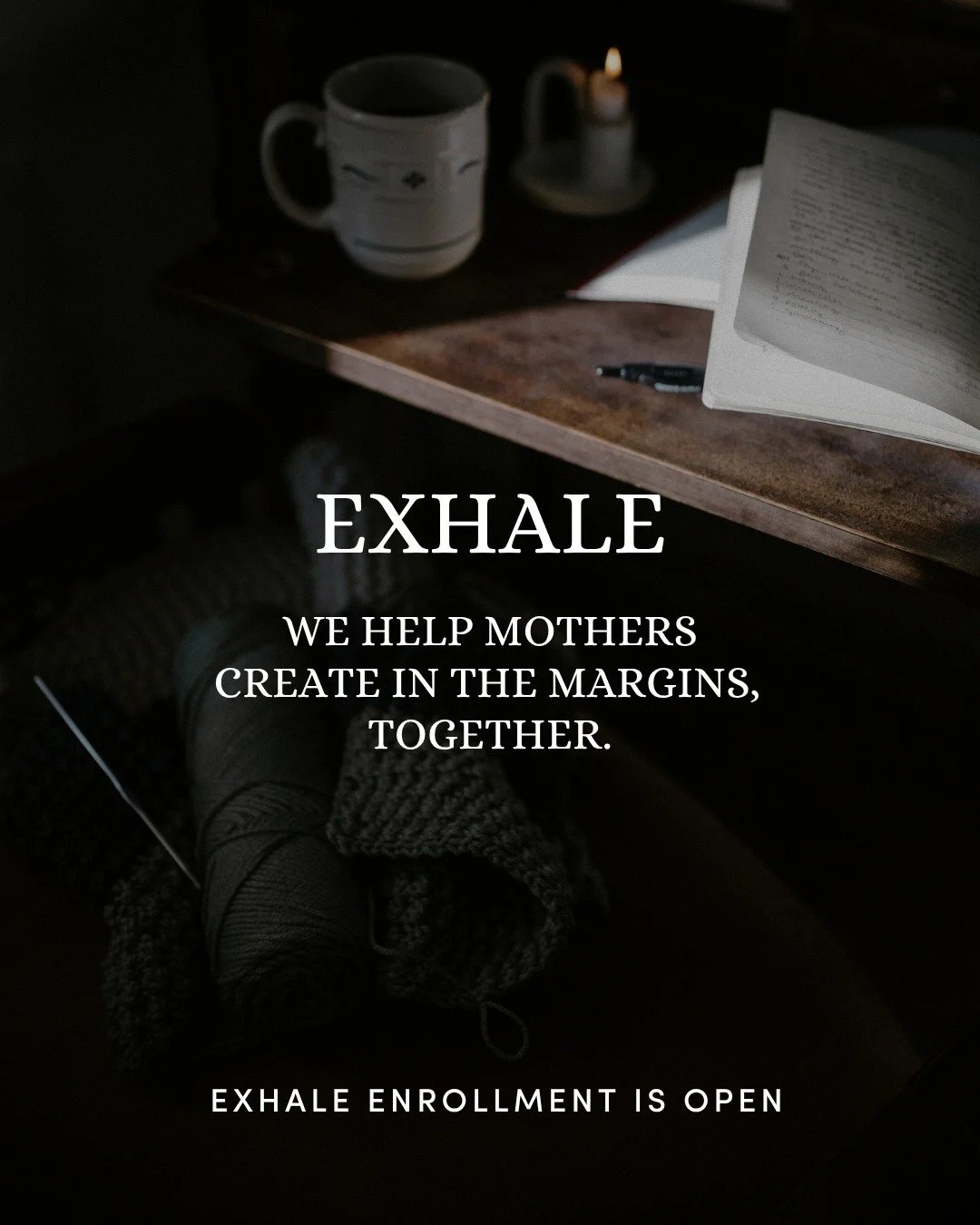 Exhale enrollment is now open!🎉 

​​​​​​​​⁣​​​​​​​​@exhale.creativity is an online community of writers, makers, dreamers, and storytellers. In this space, we encourage and equip mothers to engage their creative selves within the margins of motherho