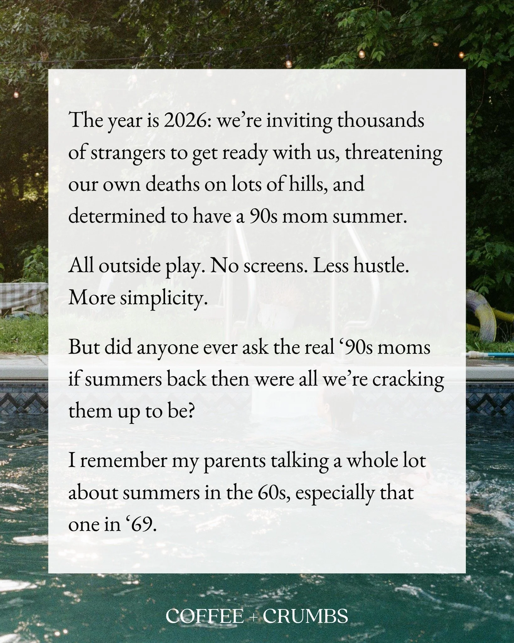 "It seems our algorithms are keeping us too busy romanticizing the past and fantasizing the future so there&rsquo;s no time to appreciate the present. Is the present not worthy? Pretty soon, won&rsquo;t we be romanticizing today because wasn&rsq