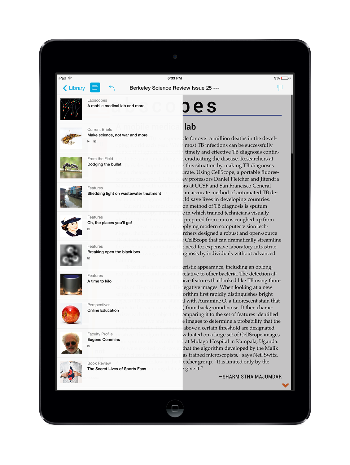 Clickable table of contents