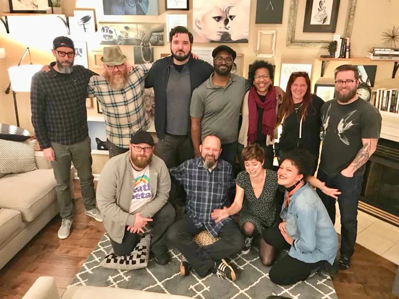 Top row (L-R): Joey Monsoon, Rob Jones, Jason Mowry, Cyrus Fire, Lisa McLymont, Kate Morgan, Grant Gilsdorf Bottom Row (L-R): Chris Tennant, Dan Gerdeman, Mandi Caskey, Jasmine Yetts