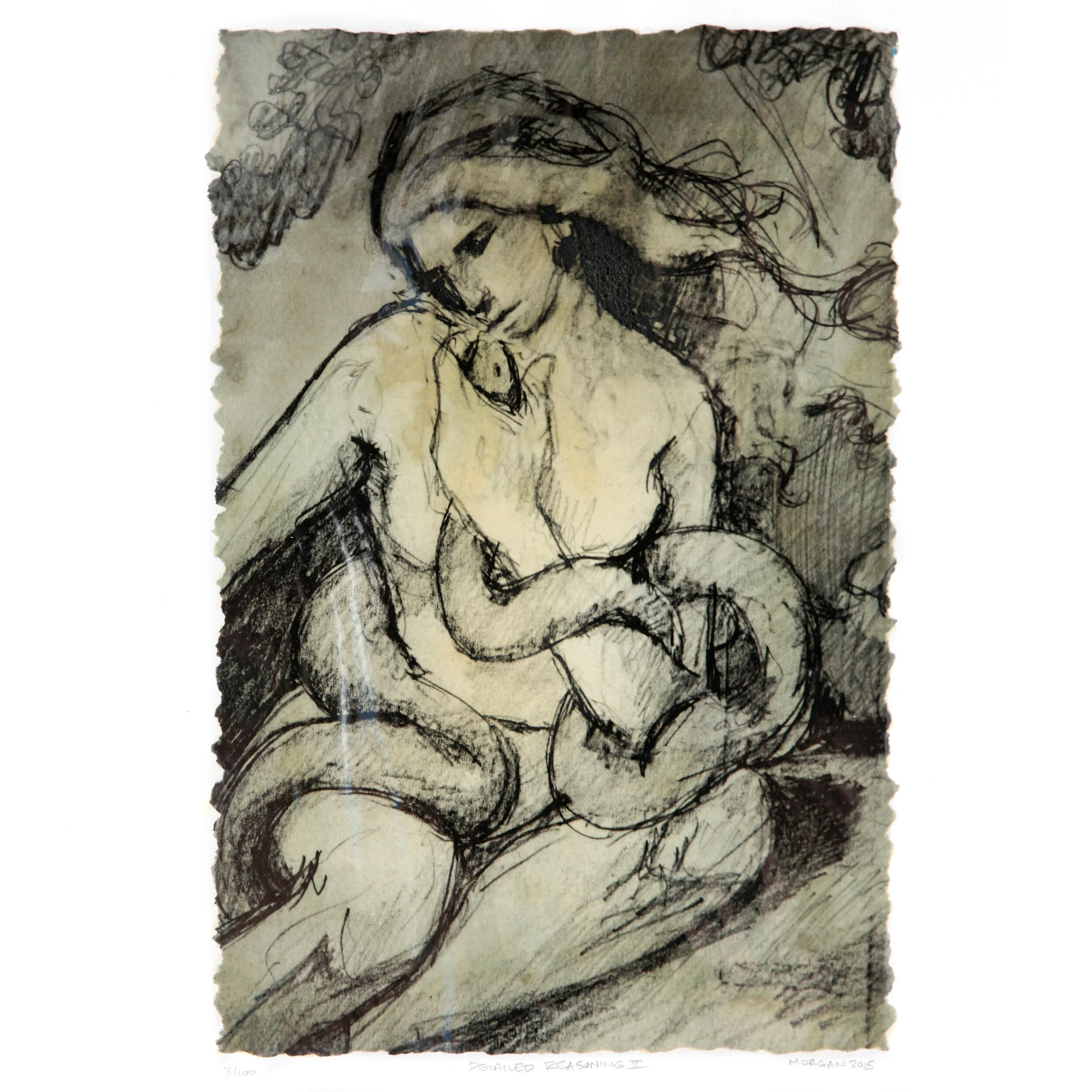 Kate Morgan art female artist original hand layered mixed media mono print drawing painting printmaking assemblage signed numbered "Age of Reason"