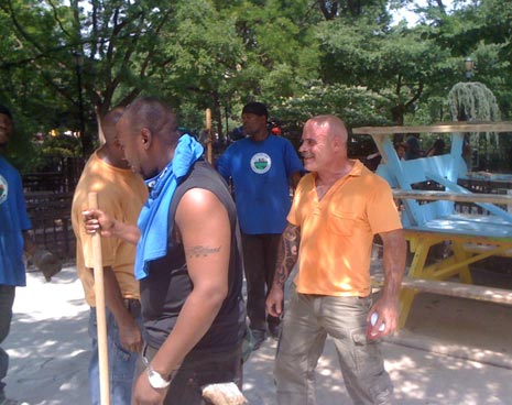 Day 2: The Parks Dept. sends a crew but they are unable to spread the material throughout the entire park by hand