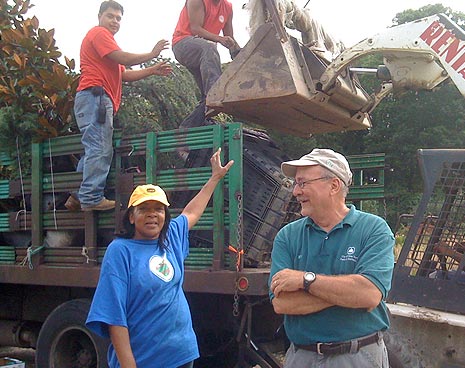 Michael & Evelyn load up the truck with plants for the new Lindsay Ashe Garden