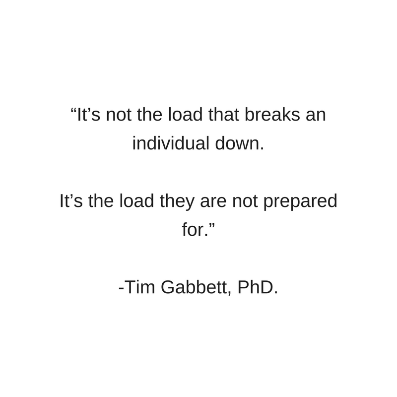 “It’s not the load that breaks an individual down. It’s the load they are not prepared for.” Tim Gabbett, PhD..png