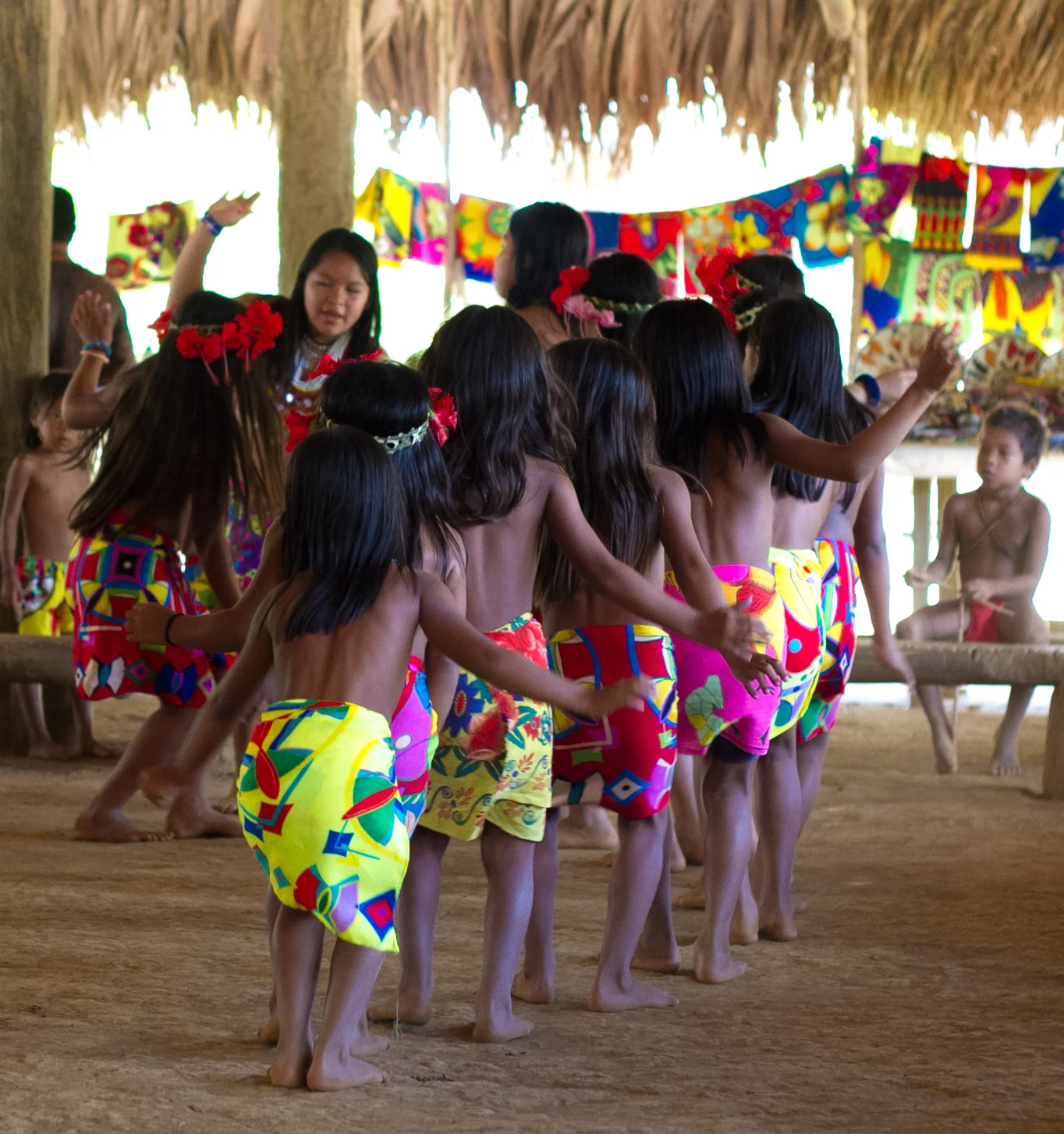 Embera girls dancing for the tourists