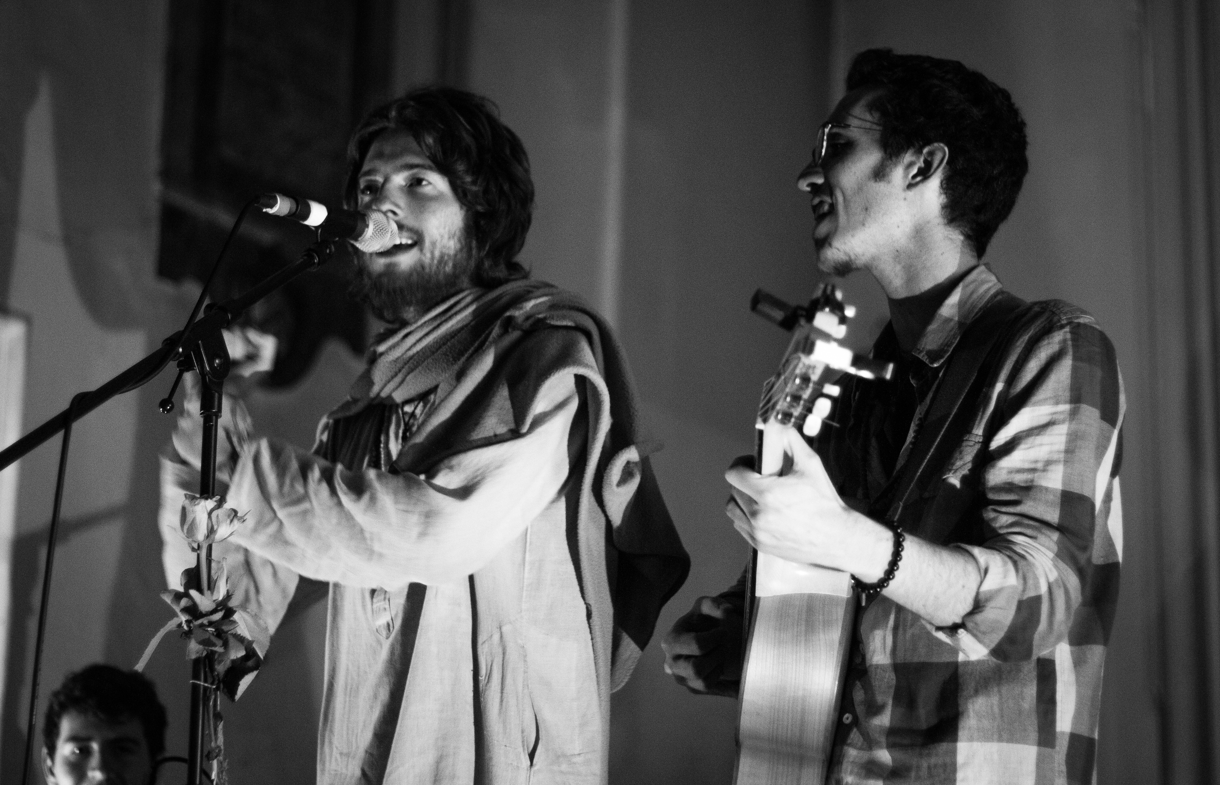 Sam Garrett, left, and Roaman, right, performing at the St Pancras Old Church on Nov 28