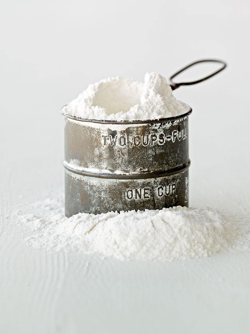 A bit more than one cup of flour.