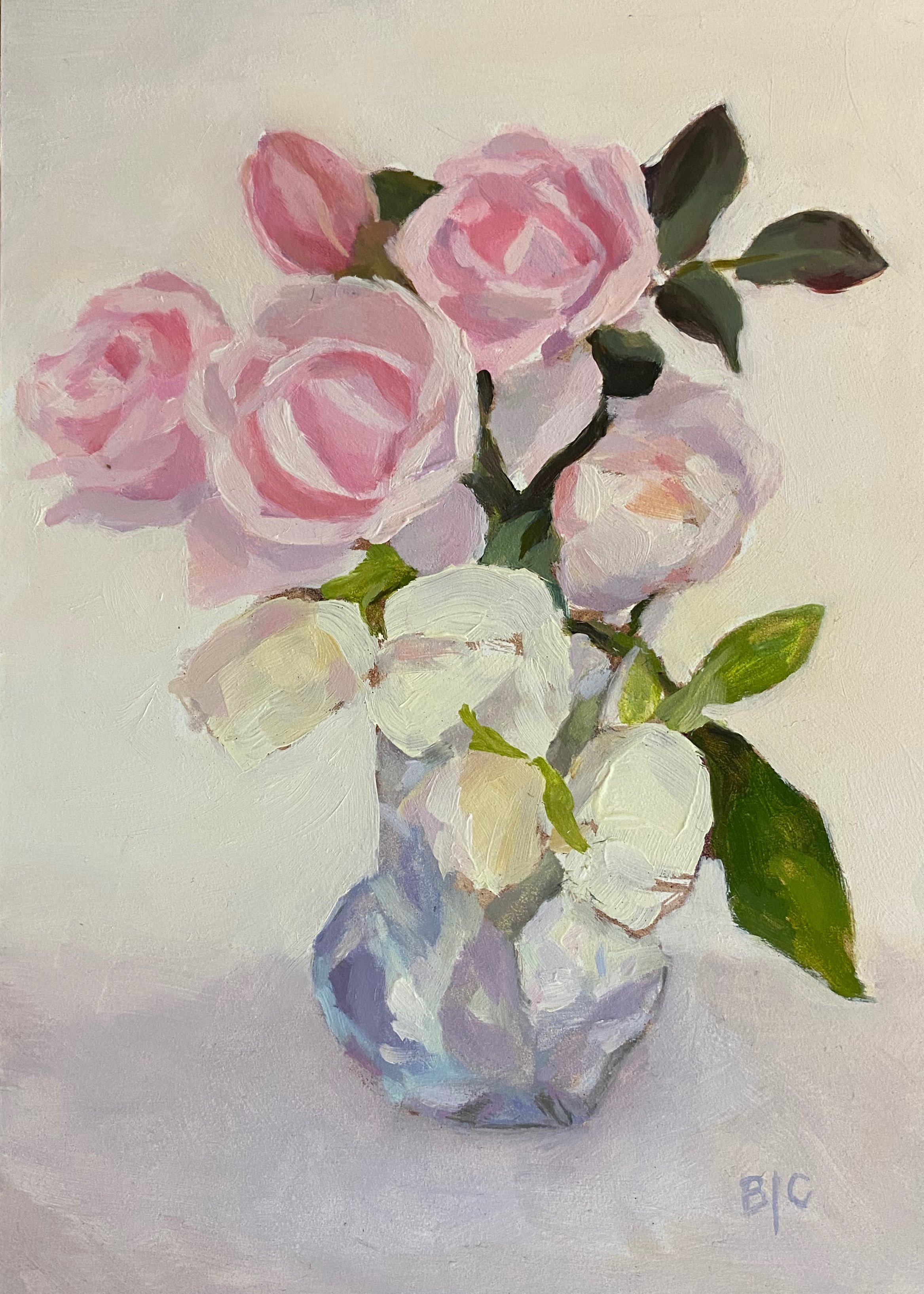  Only Roses, Oil on panel, 5 × 7” 