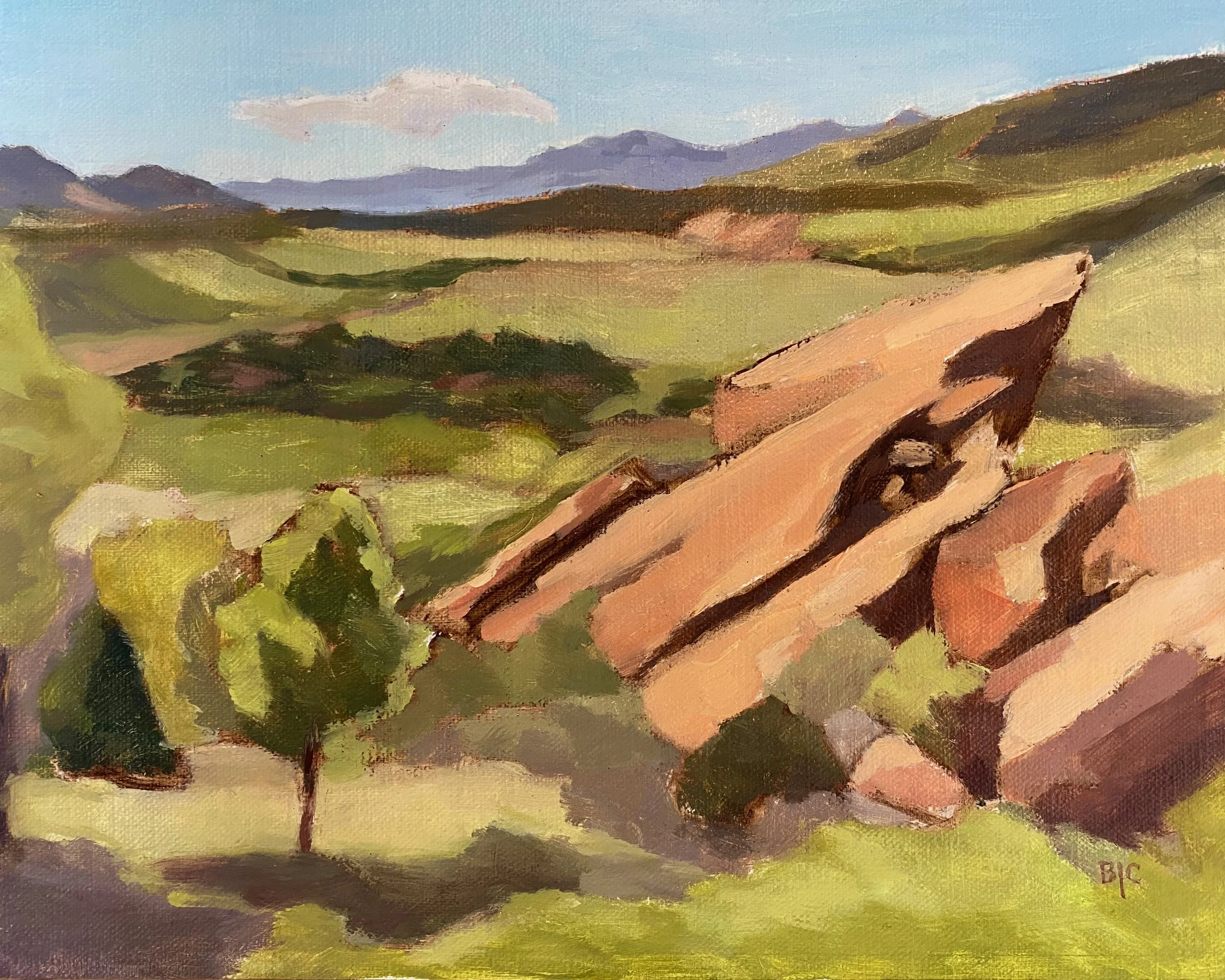  Lower Red Rocks study, Oil on linen, 8 × 10” 