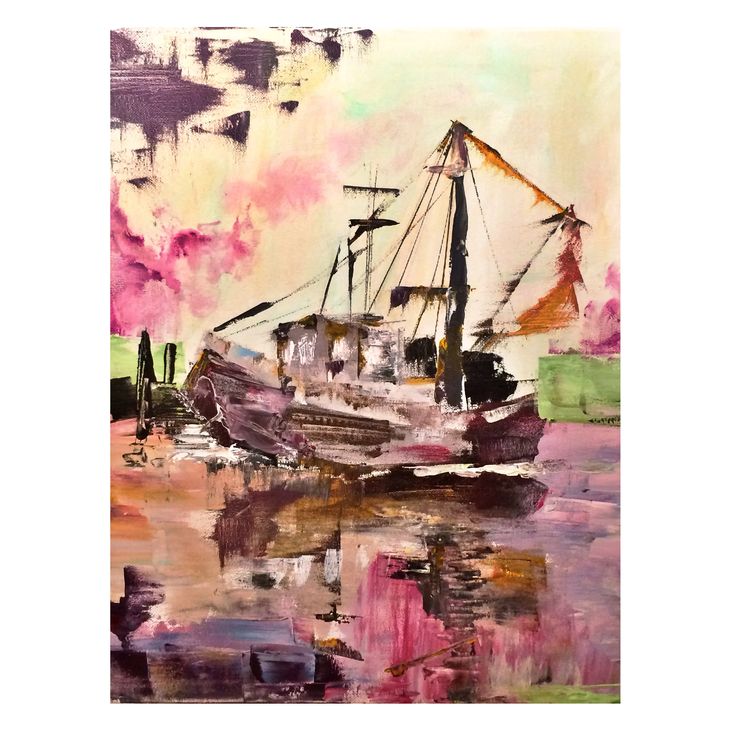 Ship on Colored Water 8.5x11 Print