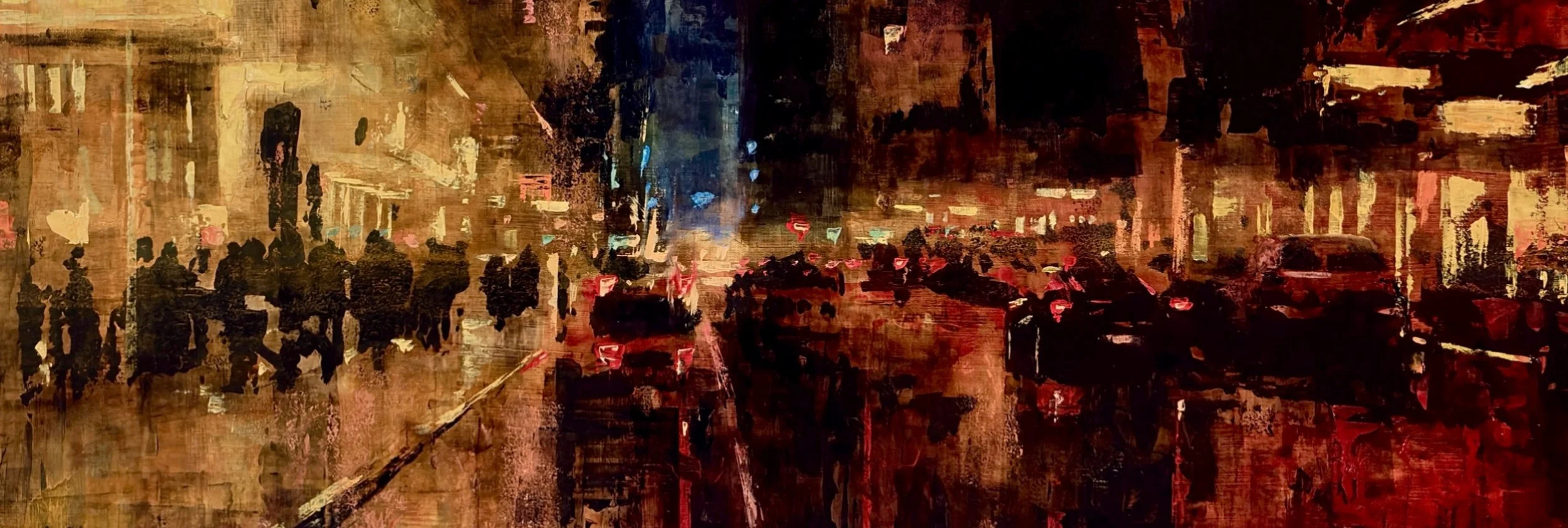 Nocturne (Castlereagh before Market) - cropped - oil on polycotton by Stephen Williams.jpg