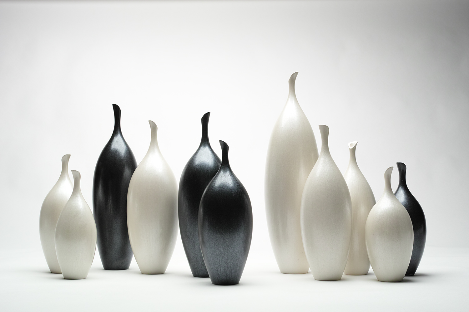 Still Life: Swans 14.5" x 24" x 10" Clay, Smoke, Auto Paint, 23k Gold Leaf 2014