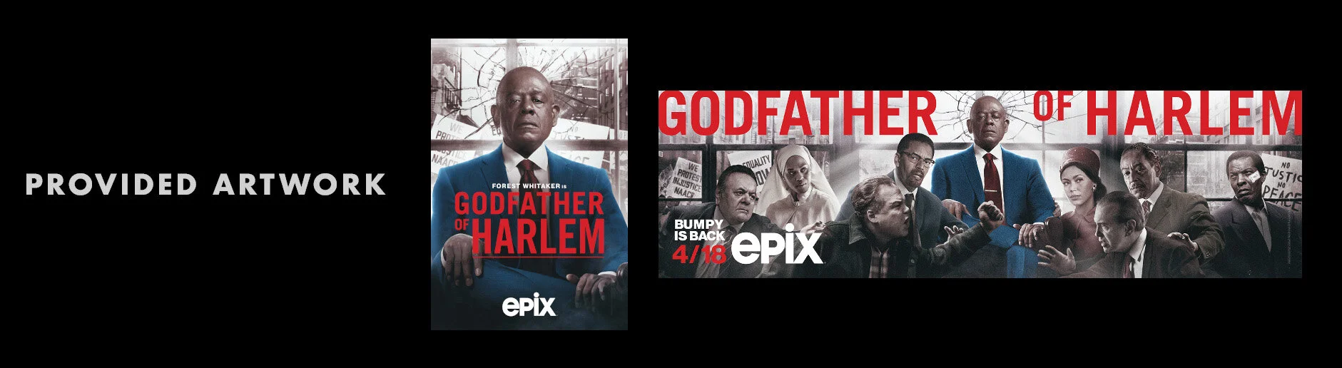  Often, even with Epix Original Shows, I would only be provided with two types of artwork from our external partners and studios. It’s my job to be able to find a way to apply these pieces of art into 11+ different assets while still being able to go