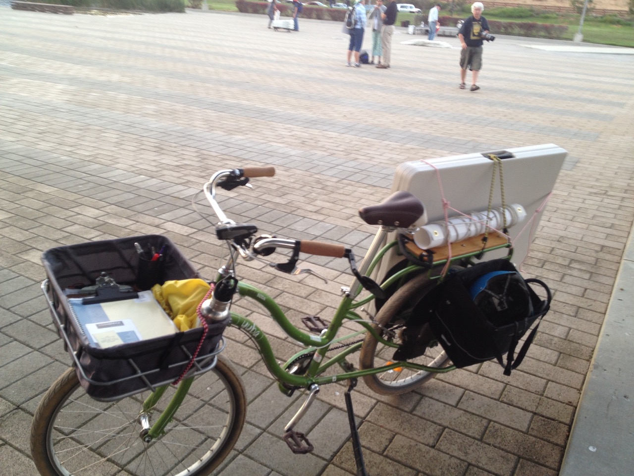 Time to take the tabling materials home - by cargo bike.
