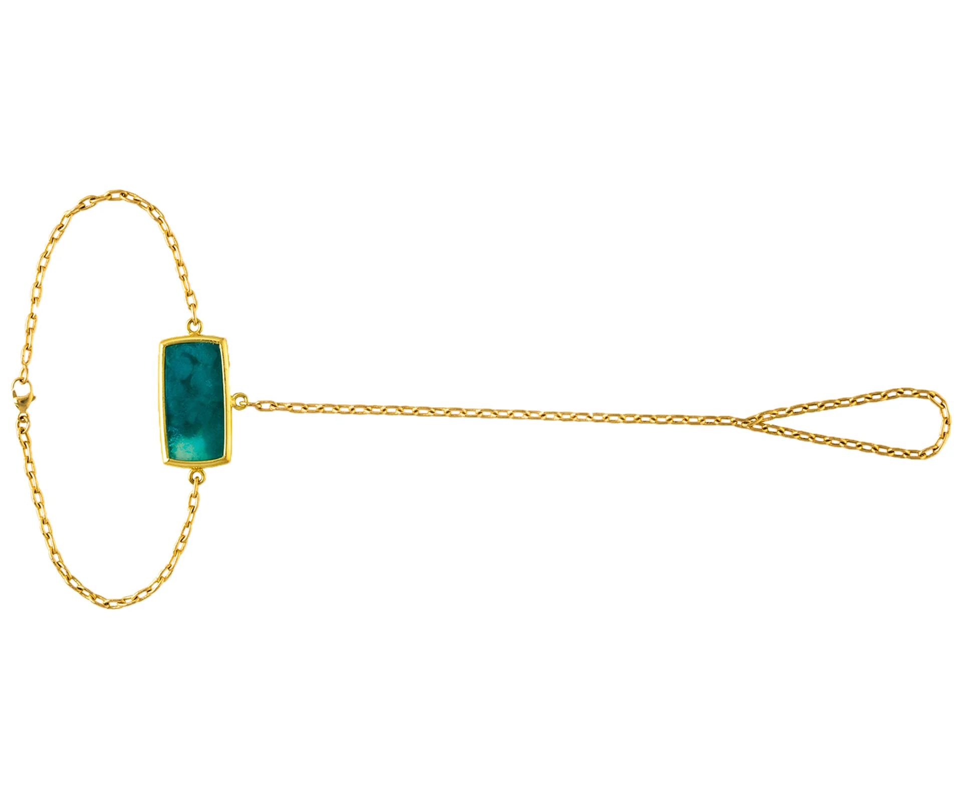 Sea Foam Bracelet with  Connecting Chain Ring