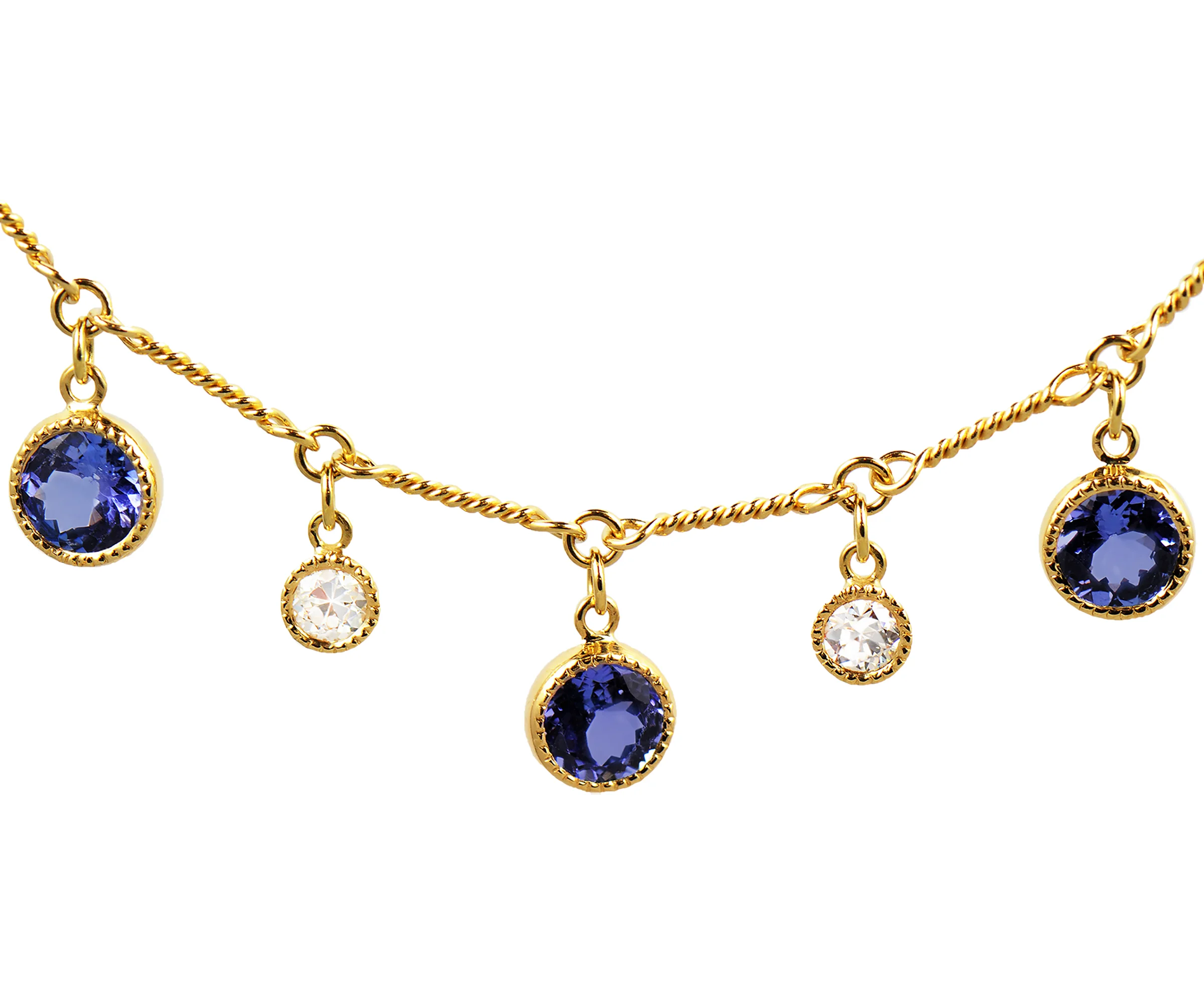 Tanzanite, Sapphire, & Diamond Necklace