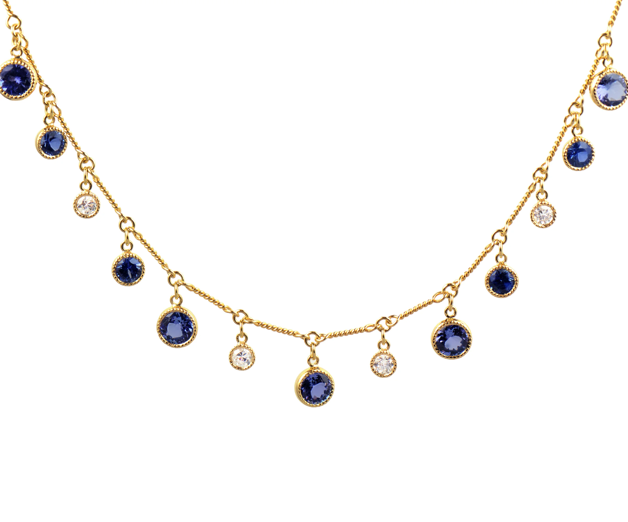 Tanzanite, Sapphire, & Diamond Necklace