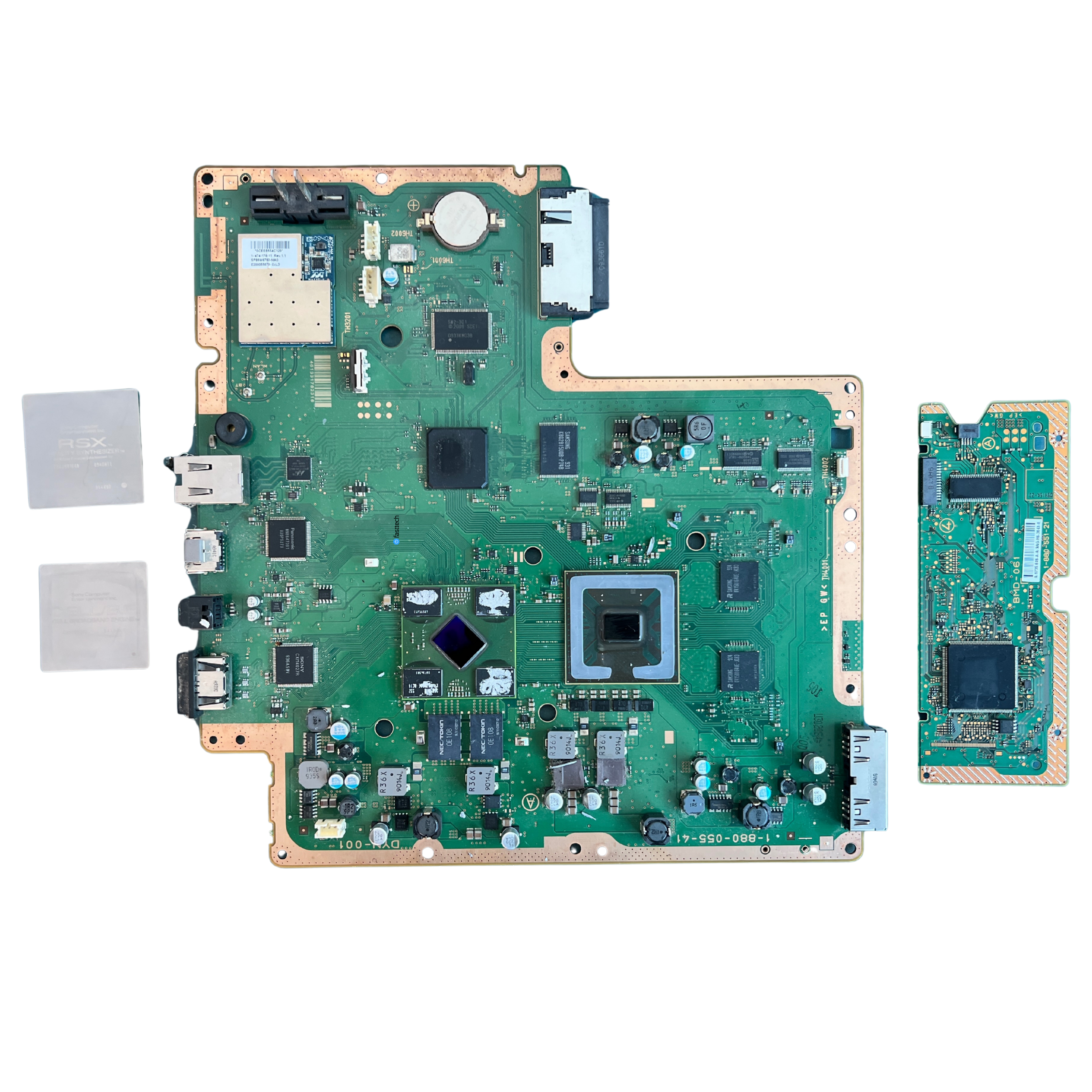 PlayStation 3 Slim De-Lidded Motherboard (CECH-2001) + Disc Drive Logic Board (DYN-001)
