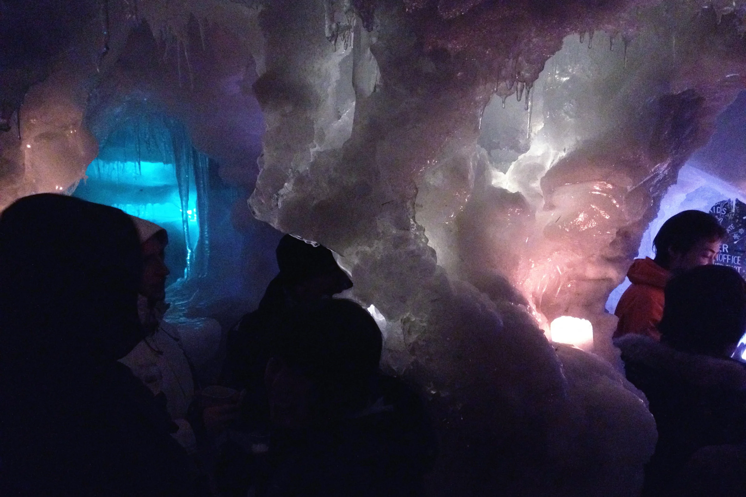 An ice cave bar alongside the main street leading up to the Niseko runs.