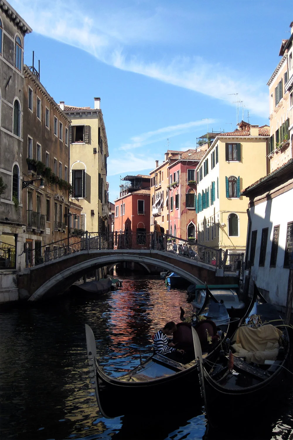 Canal and gondolas in Venice, Italy