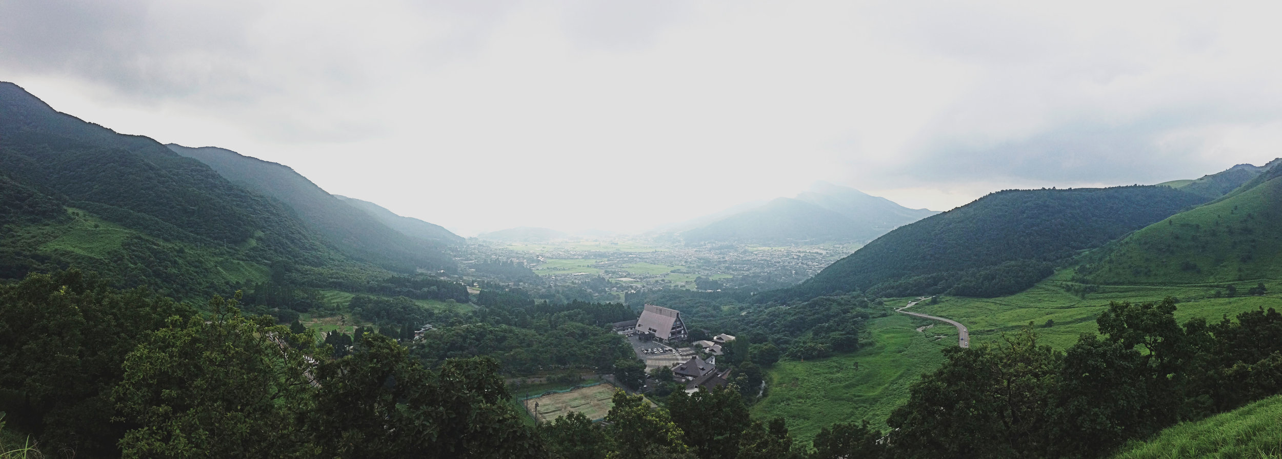 View of Yufuin in Oita from the roadside