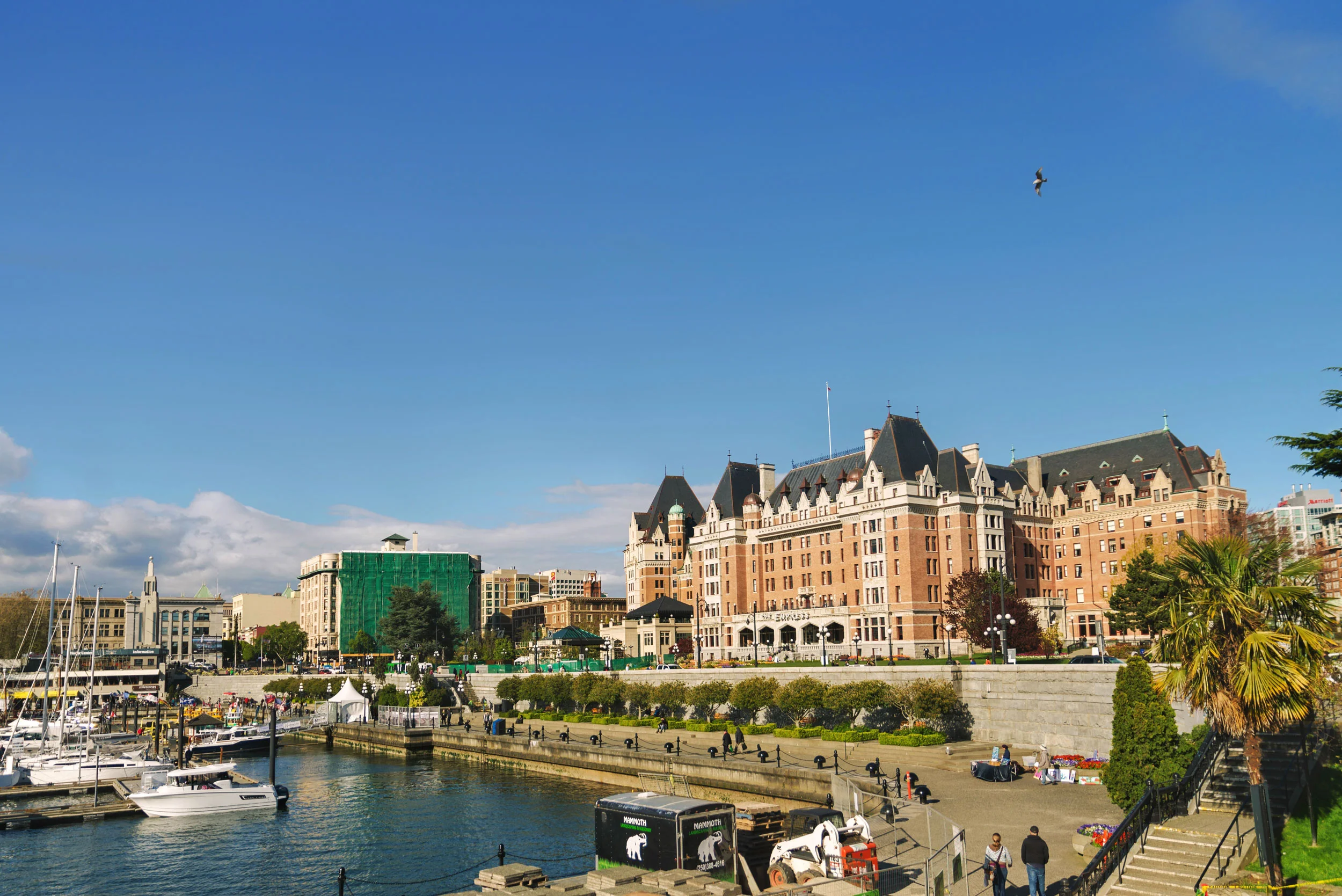 The Fairmont Empress next to the wharf in downtown Victoria
