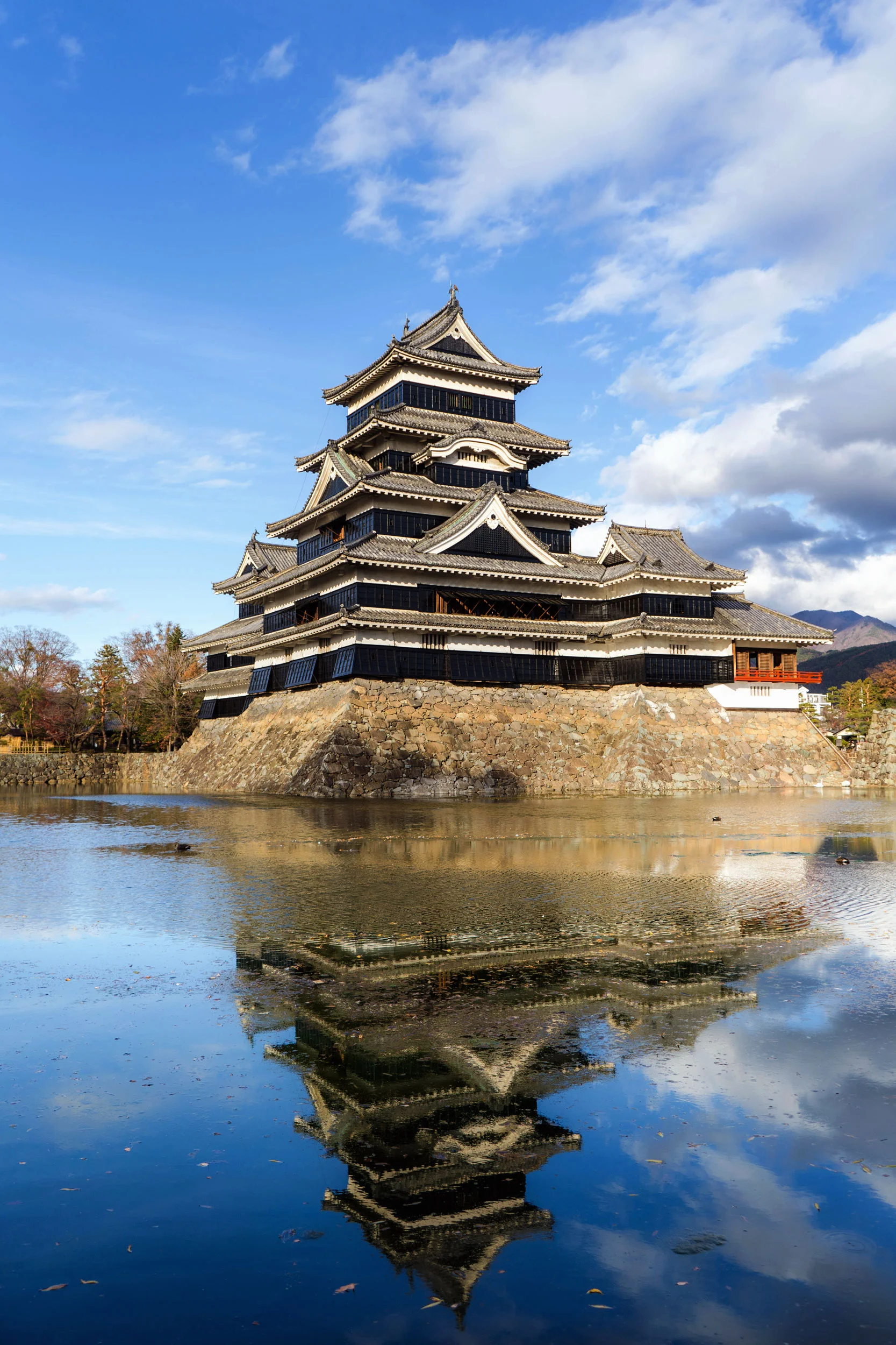 Matsumoto castle reflecting in the moat