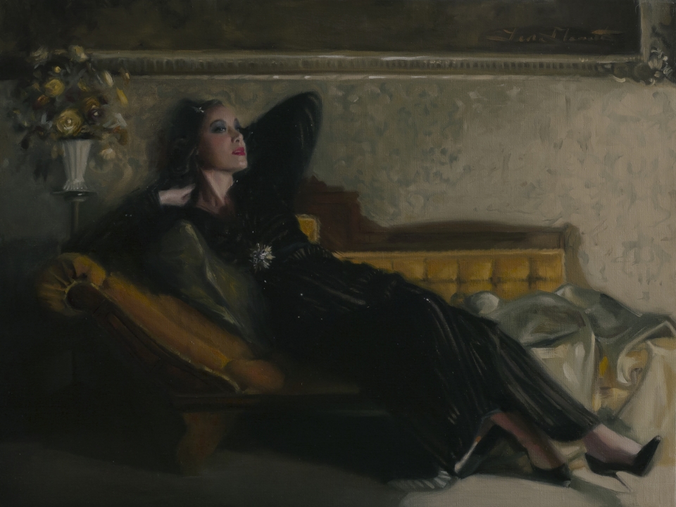 "Repose In Black" 18x24 Oil — AVAILABLE