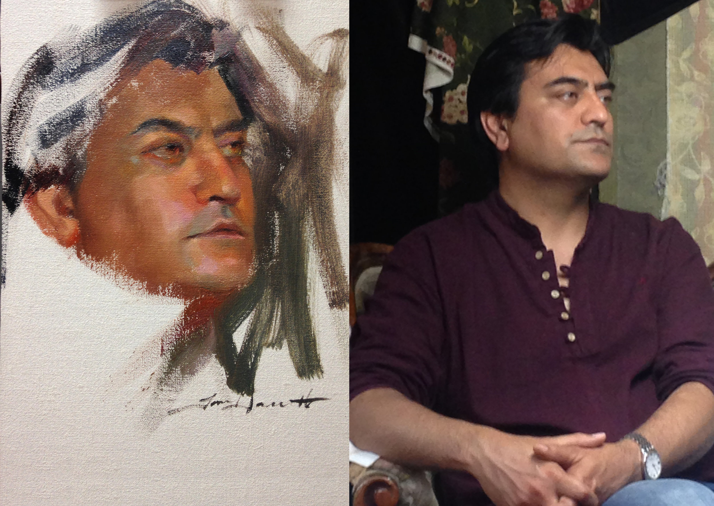 Color Sketch: A color sketch of a single head and neck, typically painted from a 5 hour live sitting. Pricing begins at $1500.