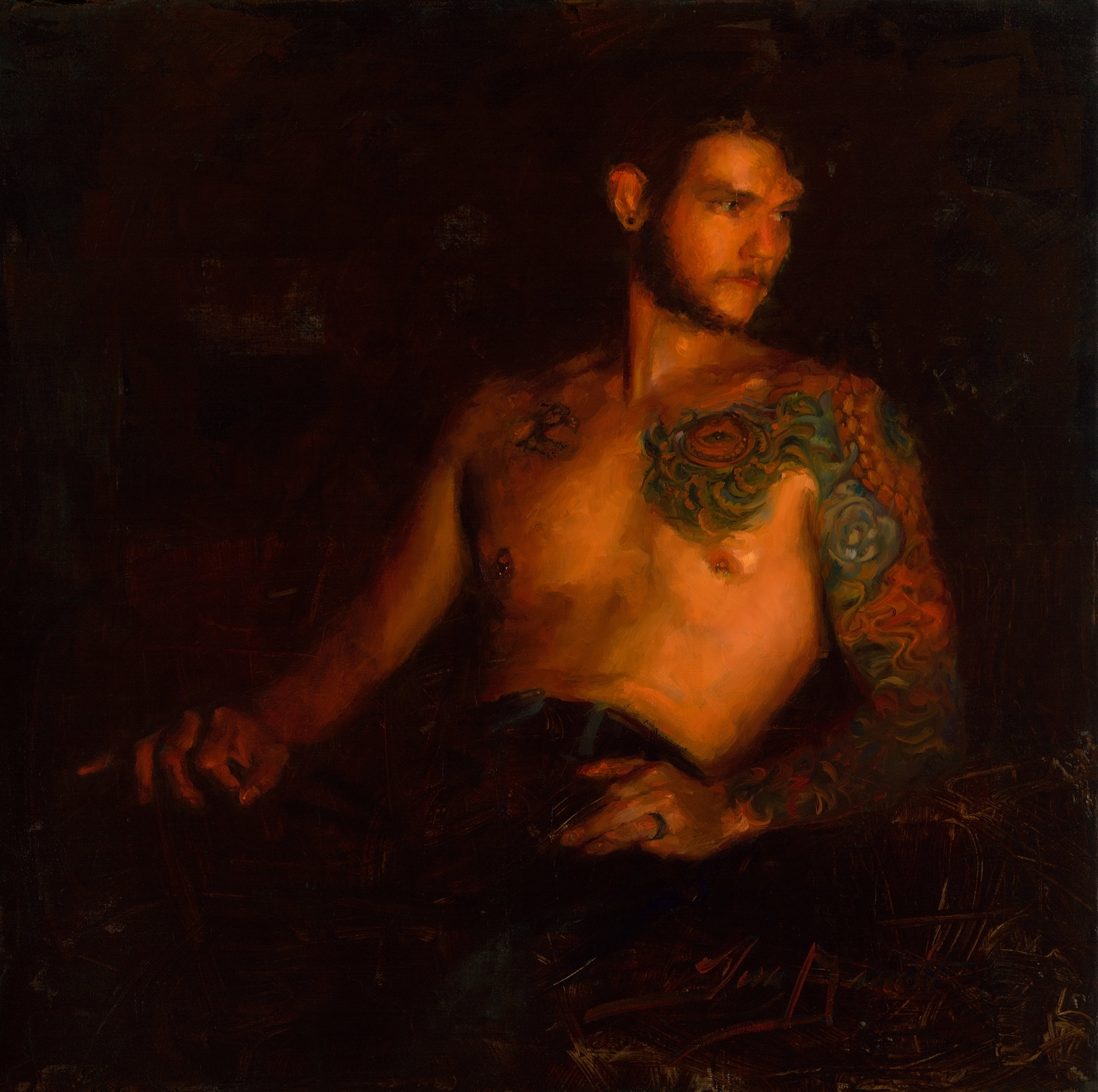 "Souffrance Intentionnelle" 30x30 Oil, Commission for private collection.
