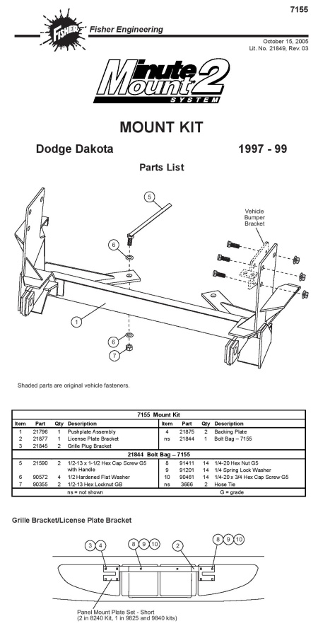 77110 2019+ Freightliner Plow Mount Fisher Minute Mount 2 MM2