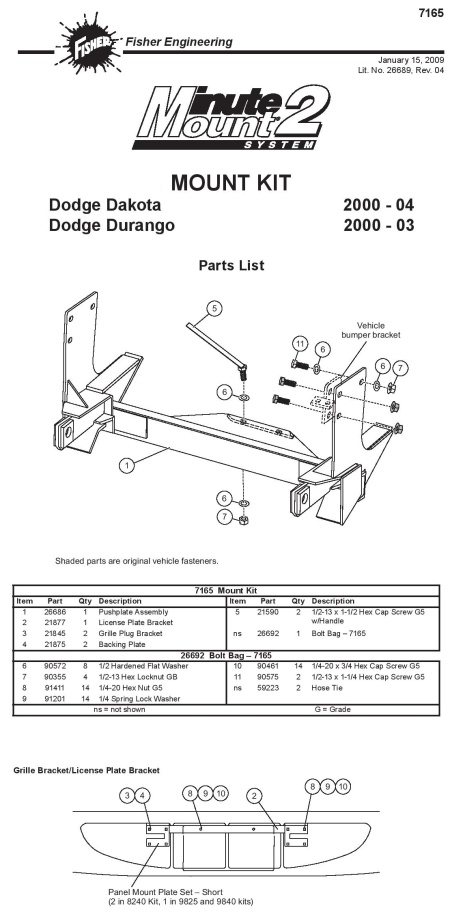 77110 2019+ Freightliner Plow Mount Fisher Minute Mount 2 MM2