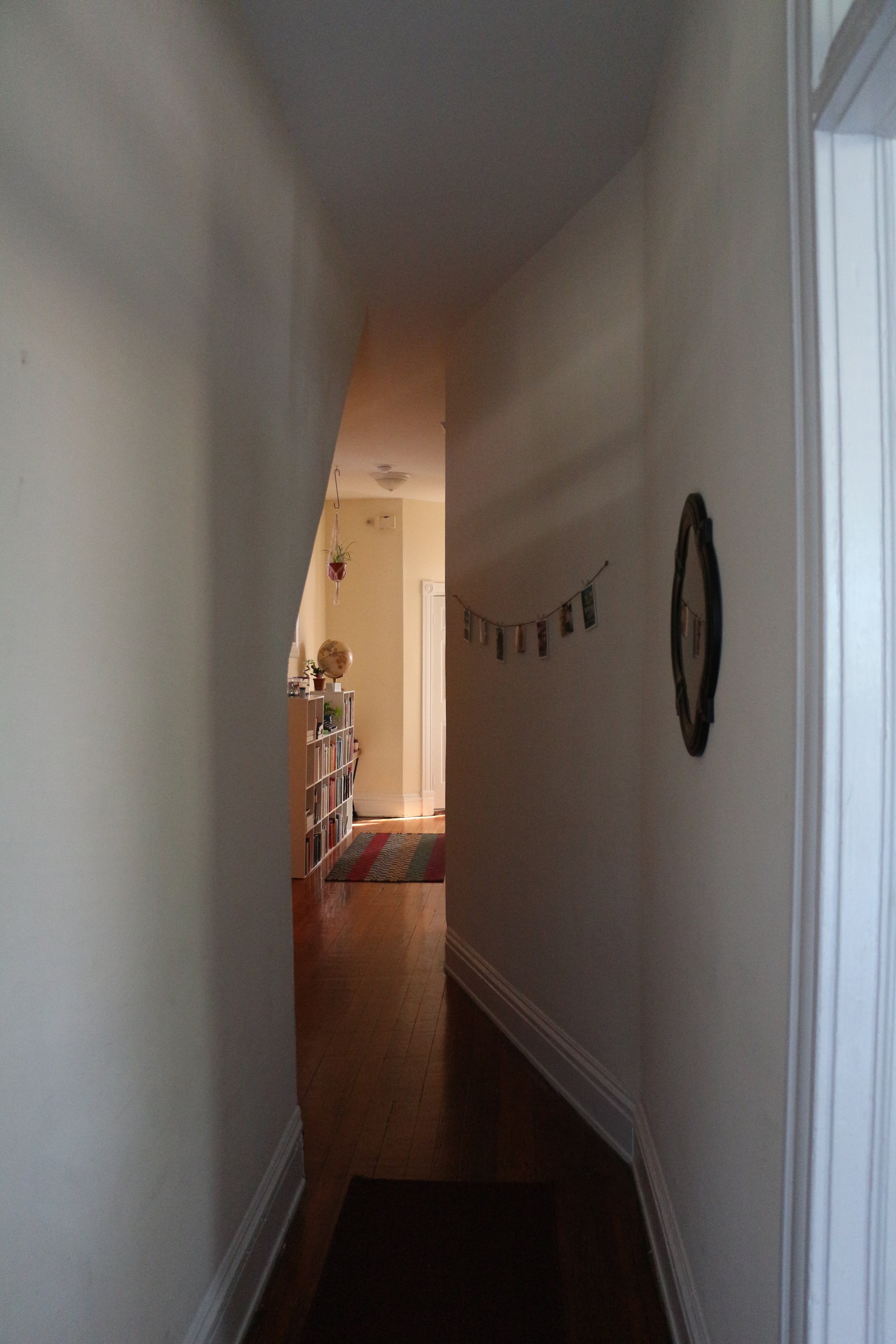 The view down the hallway from the front door. (living room is just to the right)
