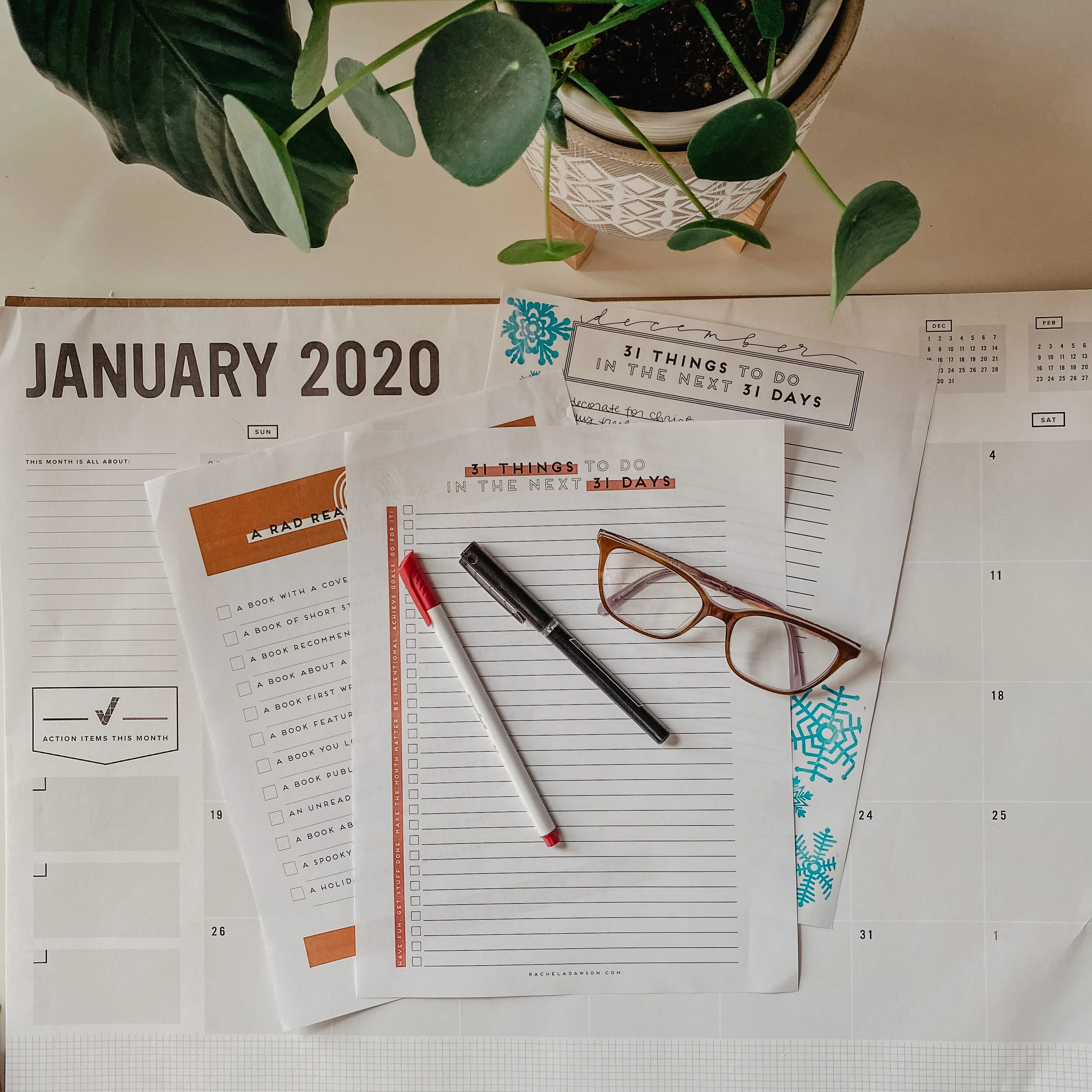Monthly + Yearly To-Do Lists for 2020