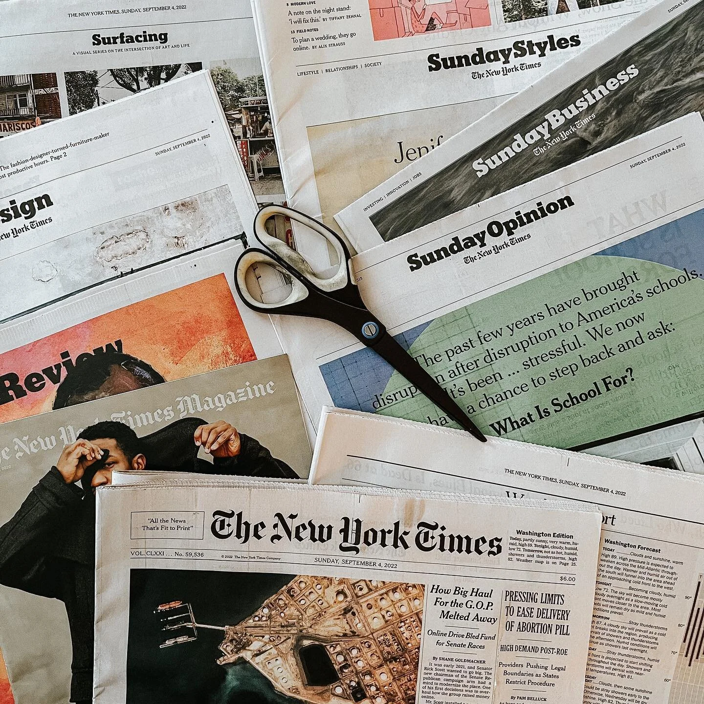 before ➡️ after 🗞✂️

still collaging the sunday @nytimes every week (and by that i mean i definitely have a stack i&rsquo;m behind on) and still loving the rhythm of it and the tactile way of engaging with the news and turning the (often depressing)