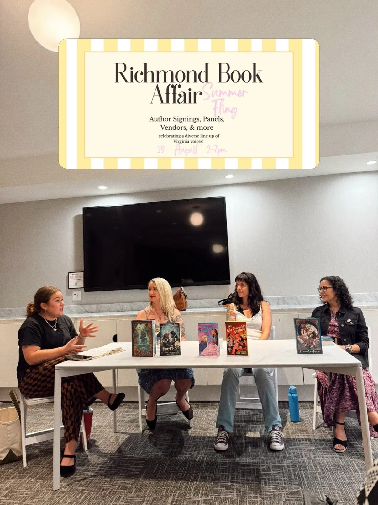 the first ever @richmondbookaffair was SO FUN. 🤩 

so many amazing virginia authors and local vendors! awesome panel conversations (one of which i was honored to moderate!). the prettiest venue, @quirkhotelrva! the calmest and coolest host, @kkpruet