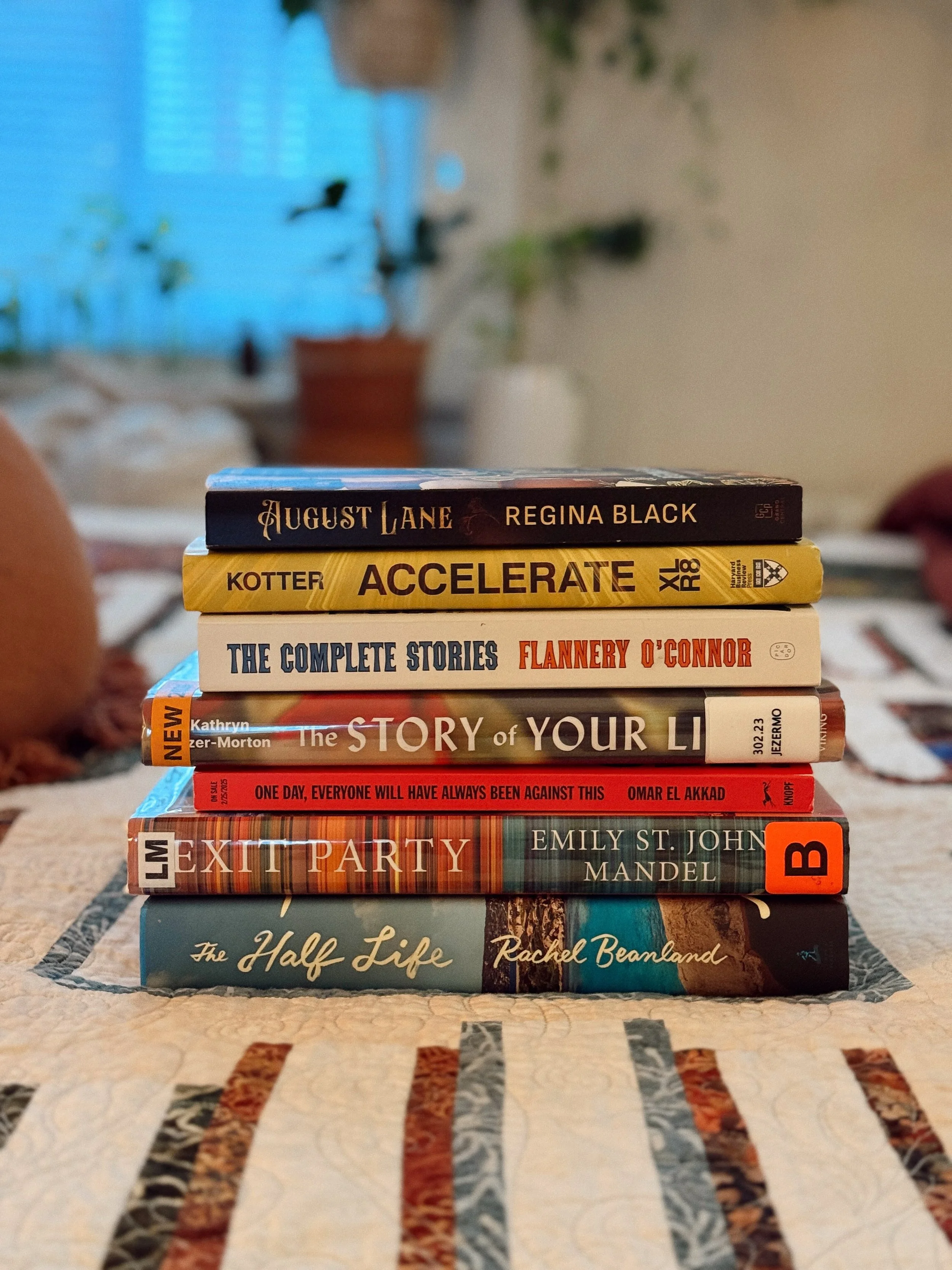 currently reading&hellip; just a few books 🙃

one is going to be a DNF, one i started after the launch event and totally forgot to get back to, one is for grad school, one was to (re)conquer a classic with a bookstore&hellip; but i need to actually 