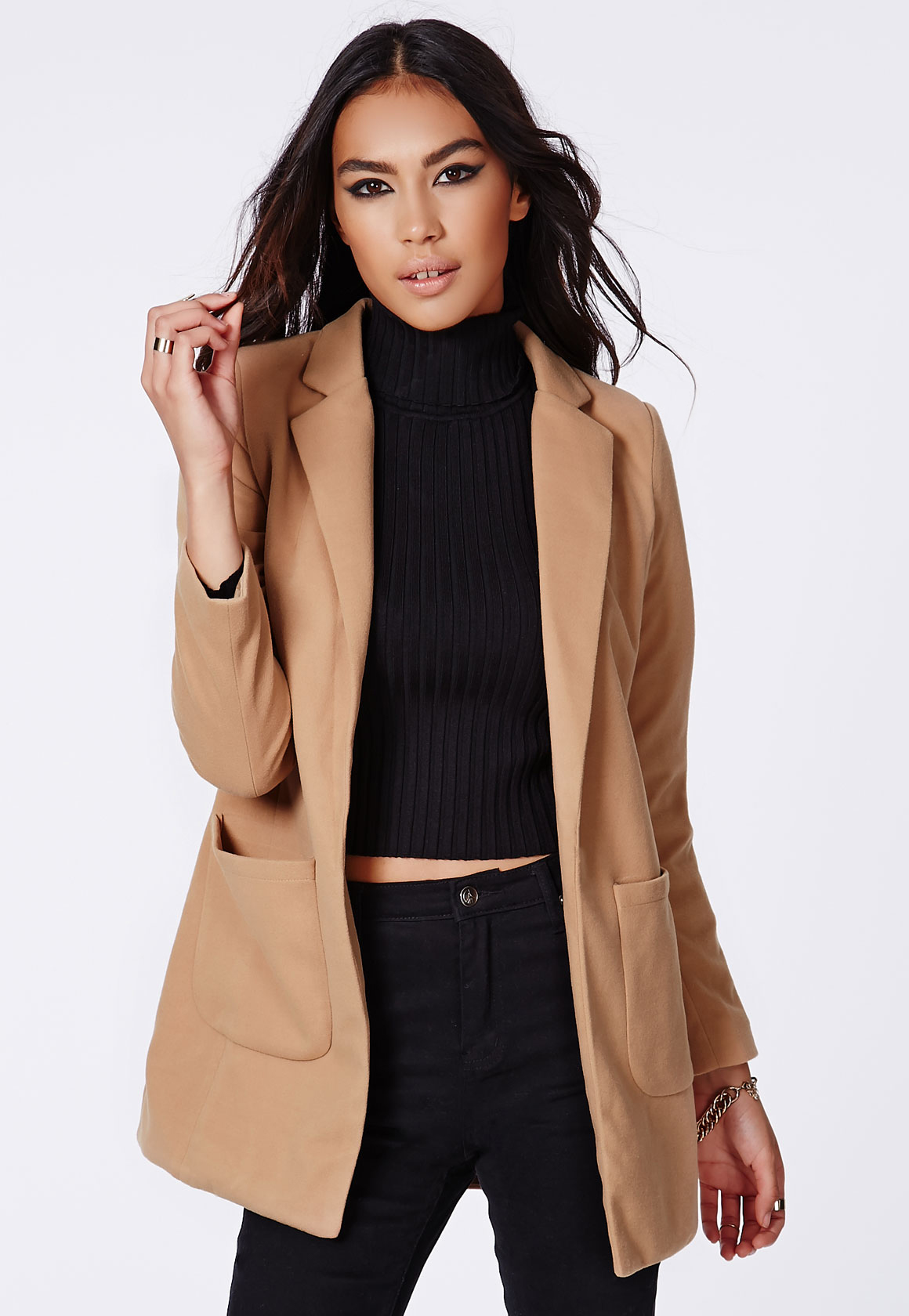 MISSGUIDED Camel Coat