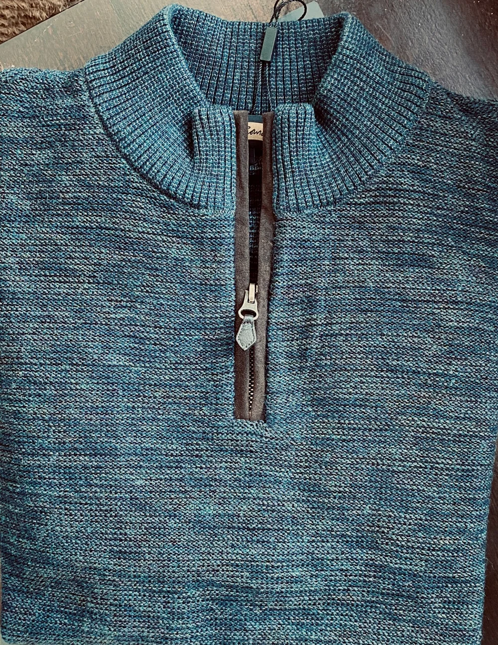 Jersey Quarter-Zip Mock Neck Sweater — Designer knitwear apparel