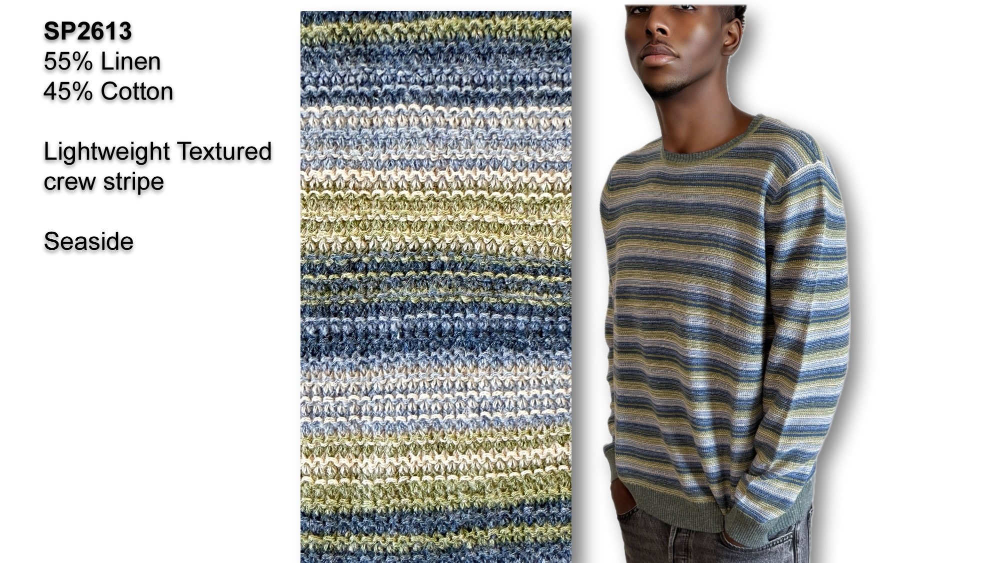 Textured Stripe Linen Cotton  Sweater