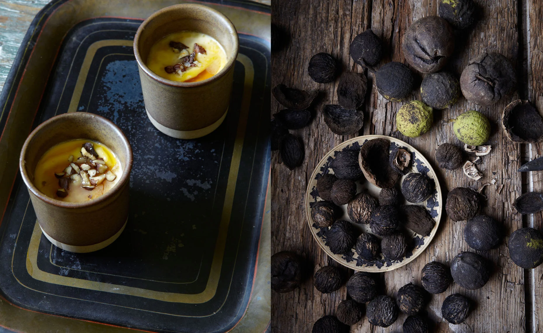 raw milk panna cotta with maple and black walnuts