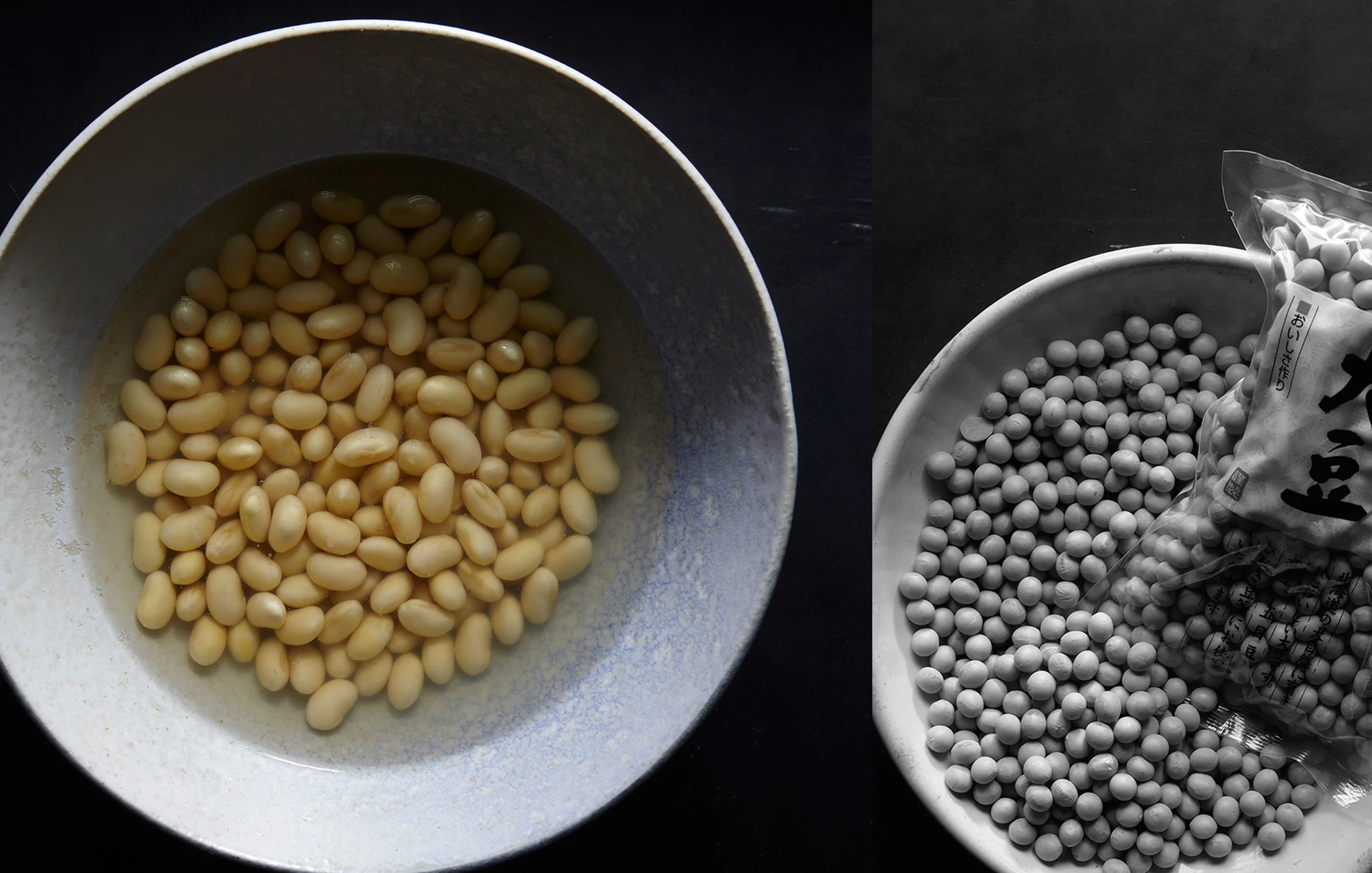 beans. before and after soaking.