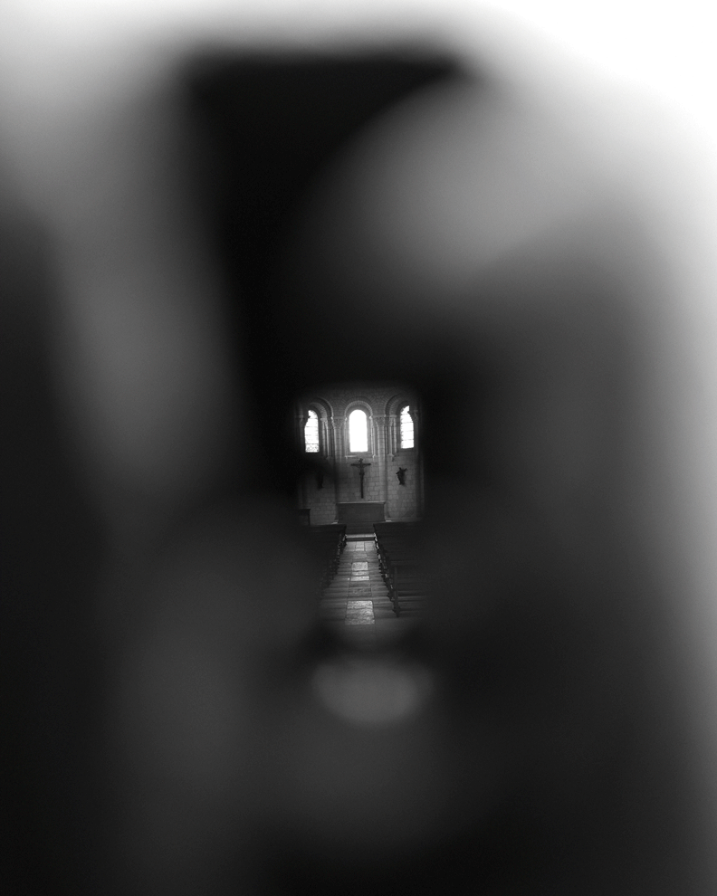 Peeping through the keyhole at the church.