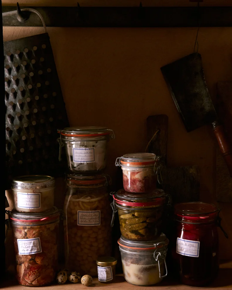  Kate Hill's glorious pantry at Camont. Gascony, France.