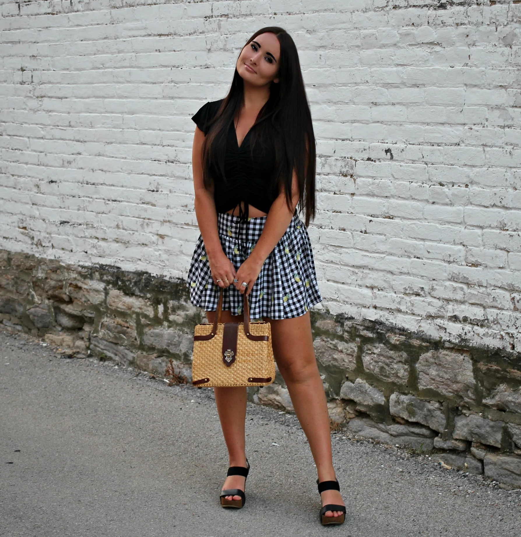 gingham shorts outfit