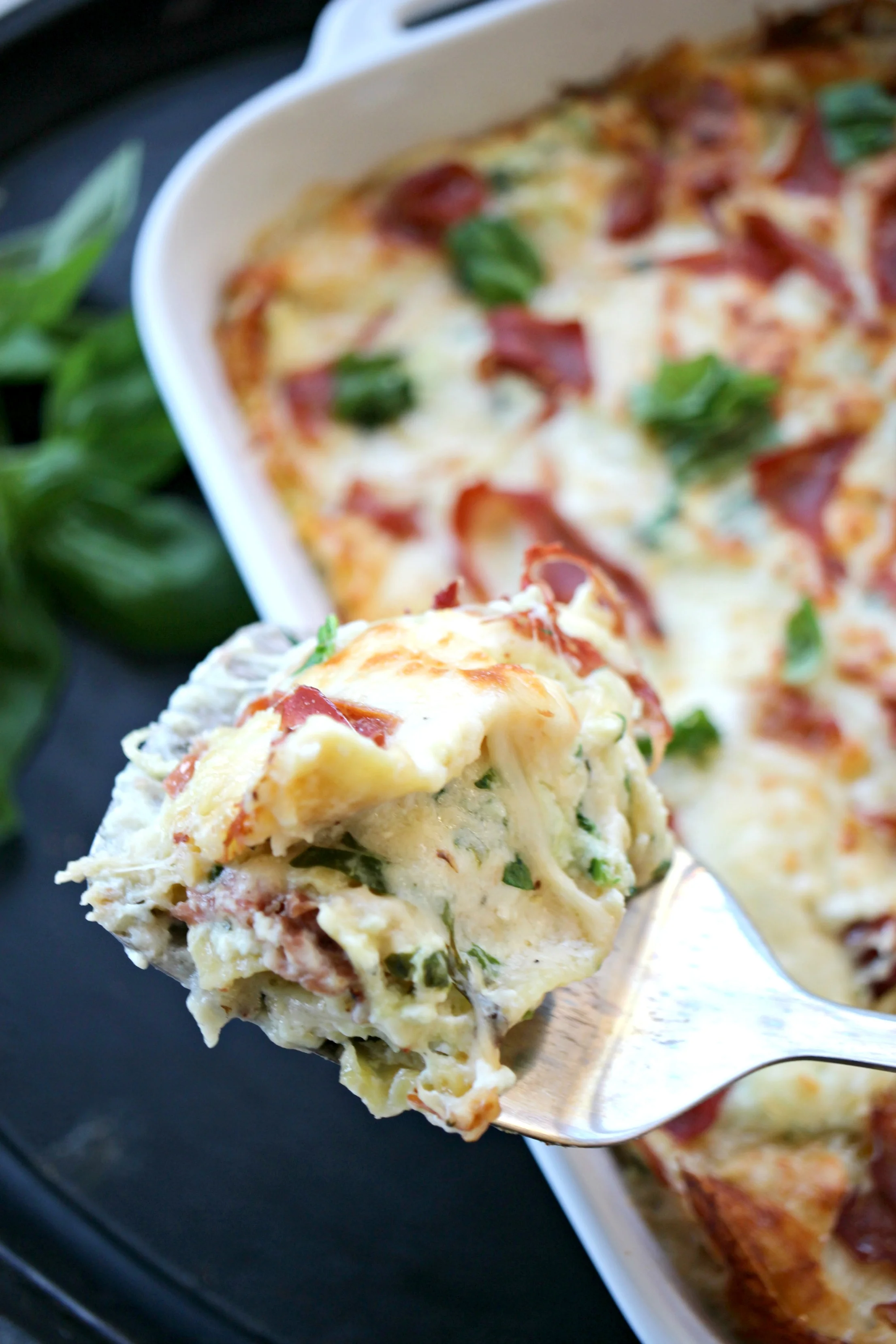 Cheesy White Lasagna with Spinach + Crispy Prosciutto — Gathered Living