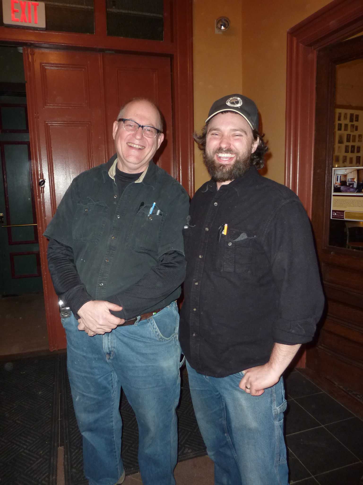 Longtime BBR member Jay Larson, left, also a member is IATSE, with Adam McClain.