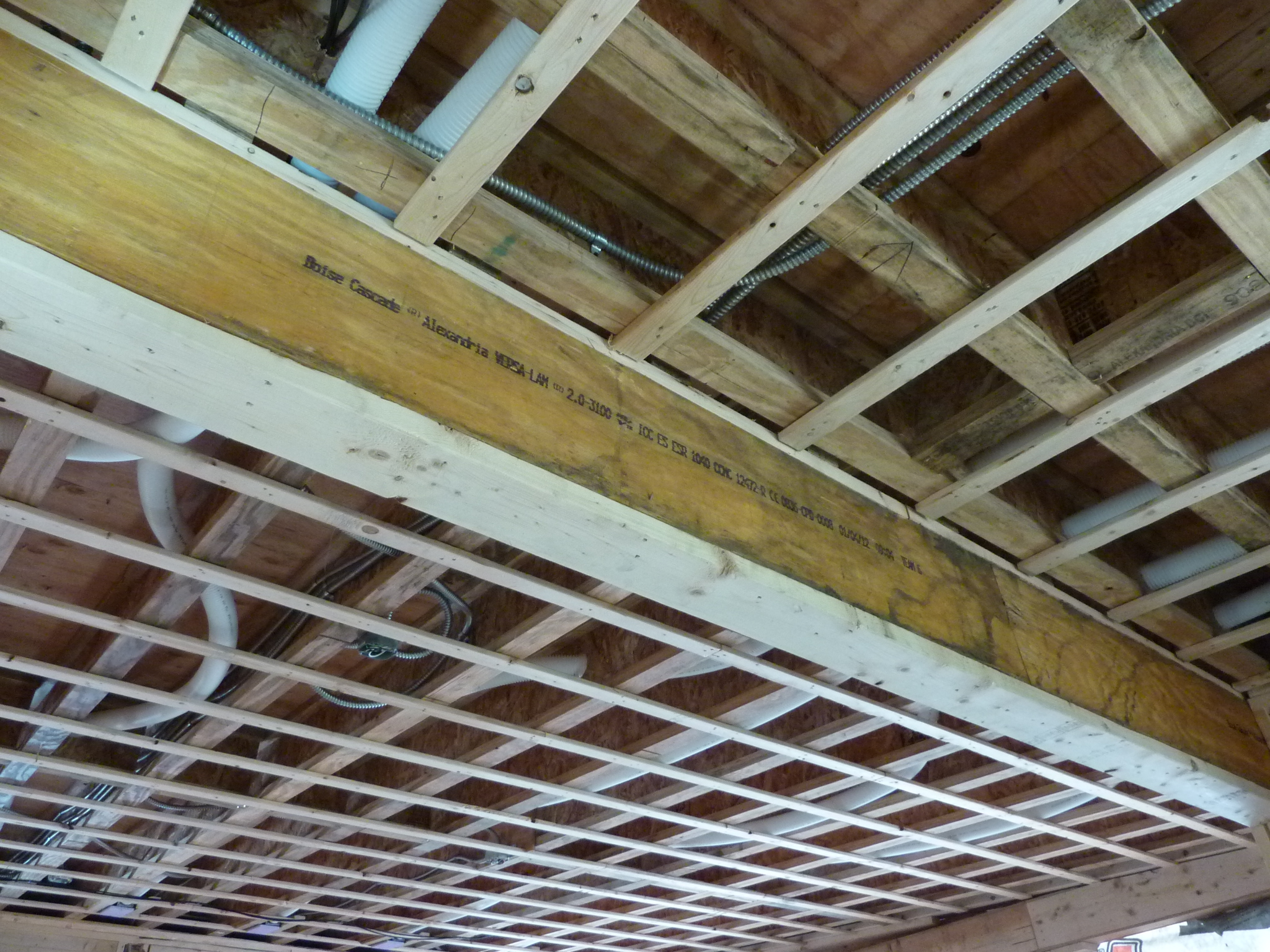 Donated LVL (laminated veneer lumber) beam in its new home