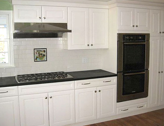 White painted cabinets