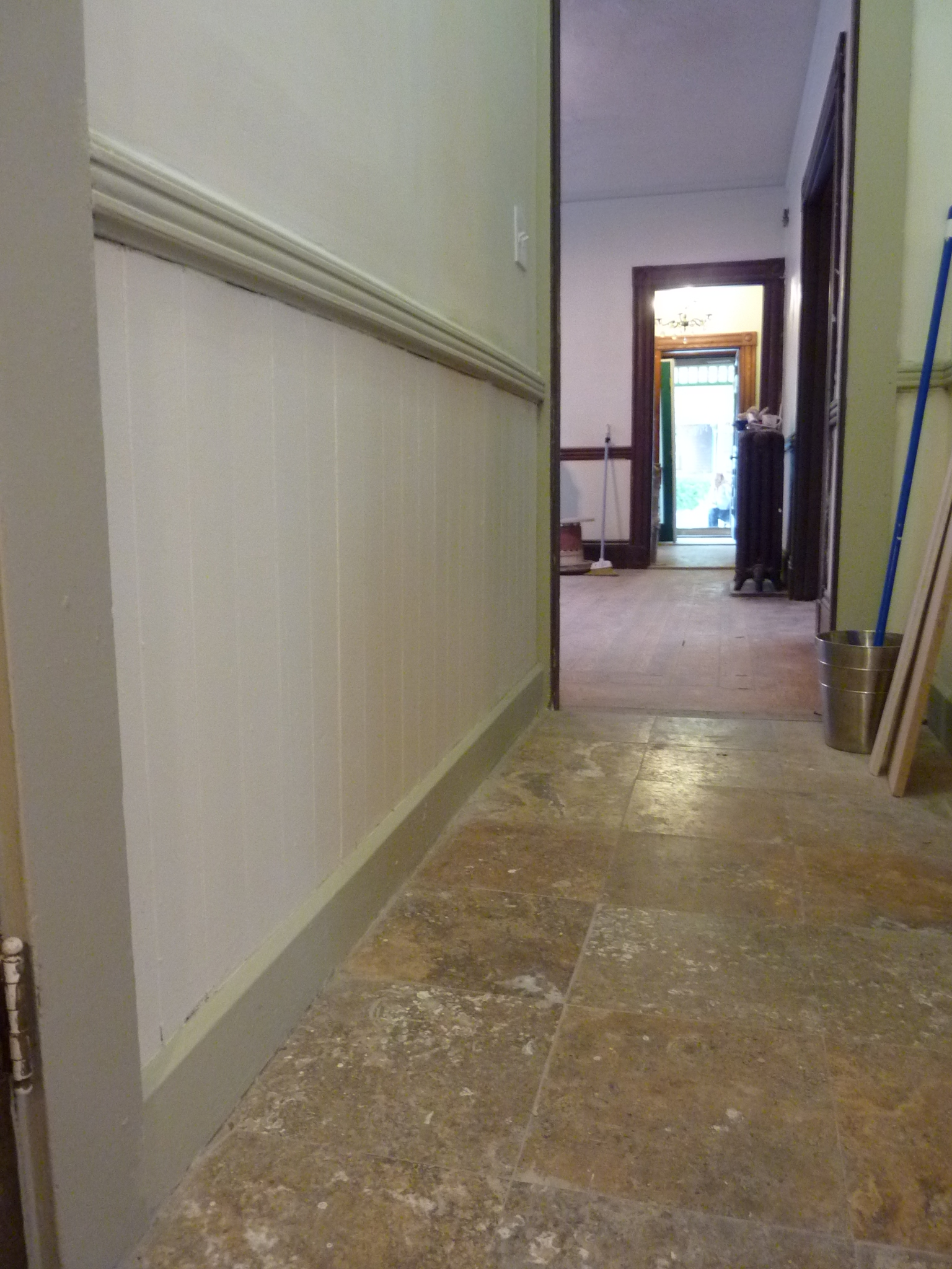 Wainscoting and flooring are looking good.